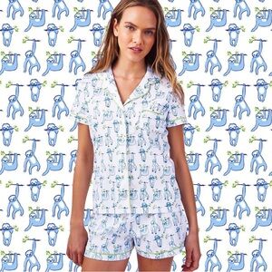 Roller Rabbit Sleepy Sloth Polo Pajamas in Blue